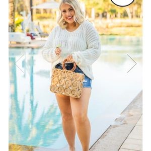 Pink Lily Cream Crochet Summer Sweater